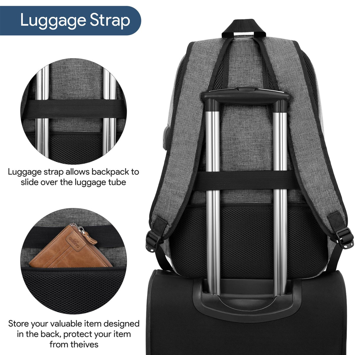 VSNOON Anti-Theft Laptop Backpack, 15.6-17.3 inch Business Laptop Bag