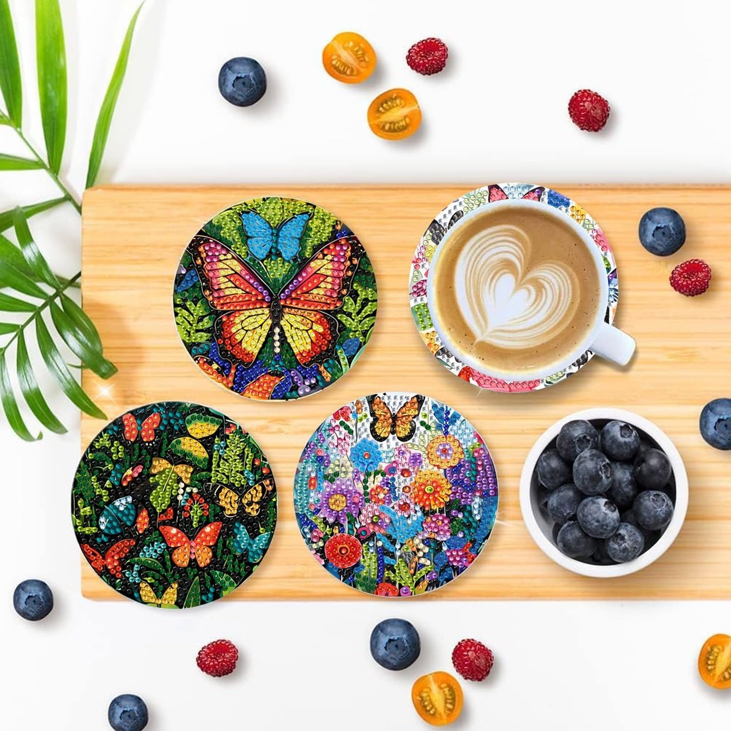 8 Pcs Flowers Diamond Art Coasters Kits for Adults Begainners,Full Drill Diamond Painting Coasters Kit with Holder,DIY Gem Painting Craft Kits for Adults Supplies Gift (Flowers).