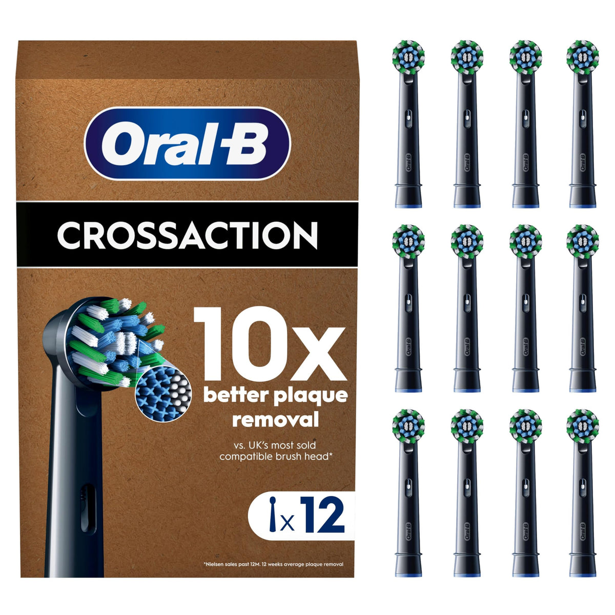 Oral-B Pro Cross Action Electric Toothbrush Heads, 4 Count, Black