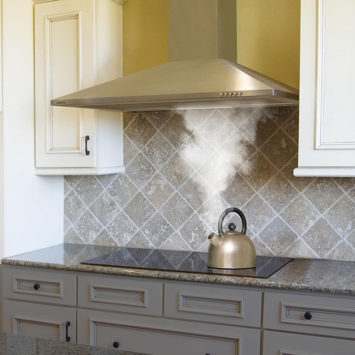 CIARRA 90cm Wall-Mount Cooker Hood 370m³/h Ducting & Recirculation CAS9201A