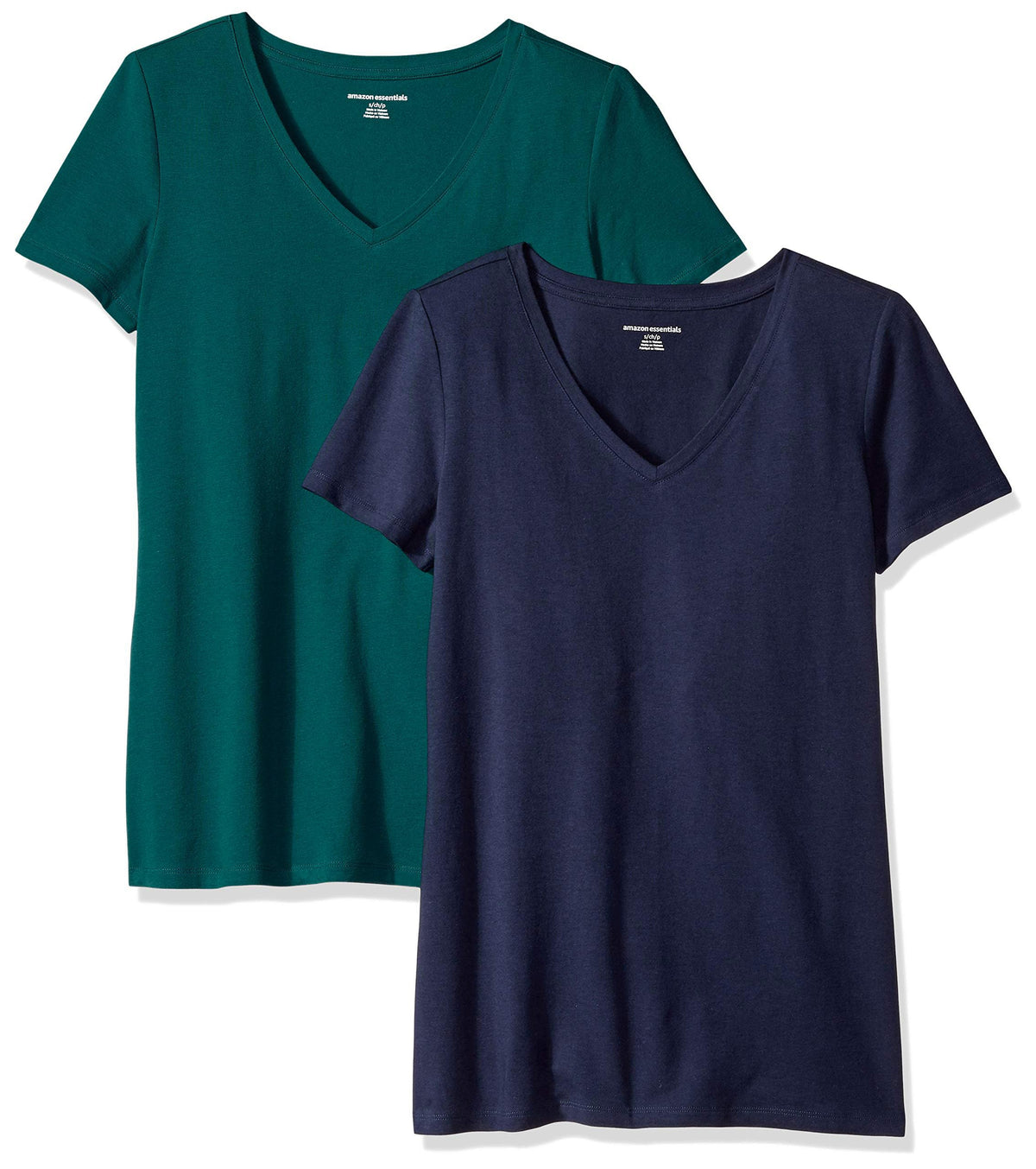 Amazon Essentials Women's Regular-Fit Short-Sleeve V-Neck T-Shirt, Multipacks
