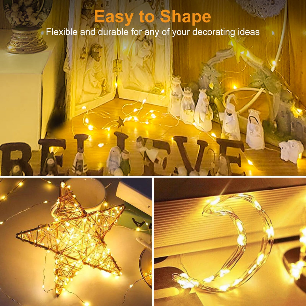 btfarm 12 Pack 3 Modes Fairy Lights Battery Operated, 2M 20LED String Light