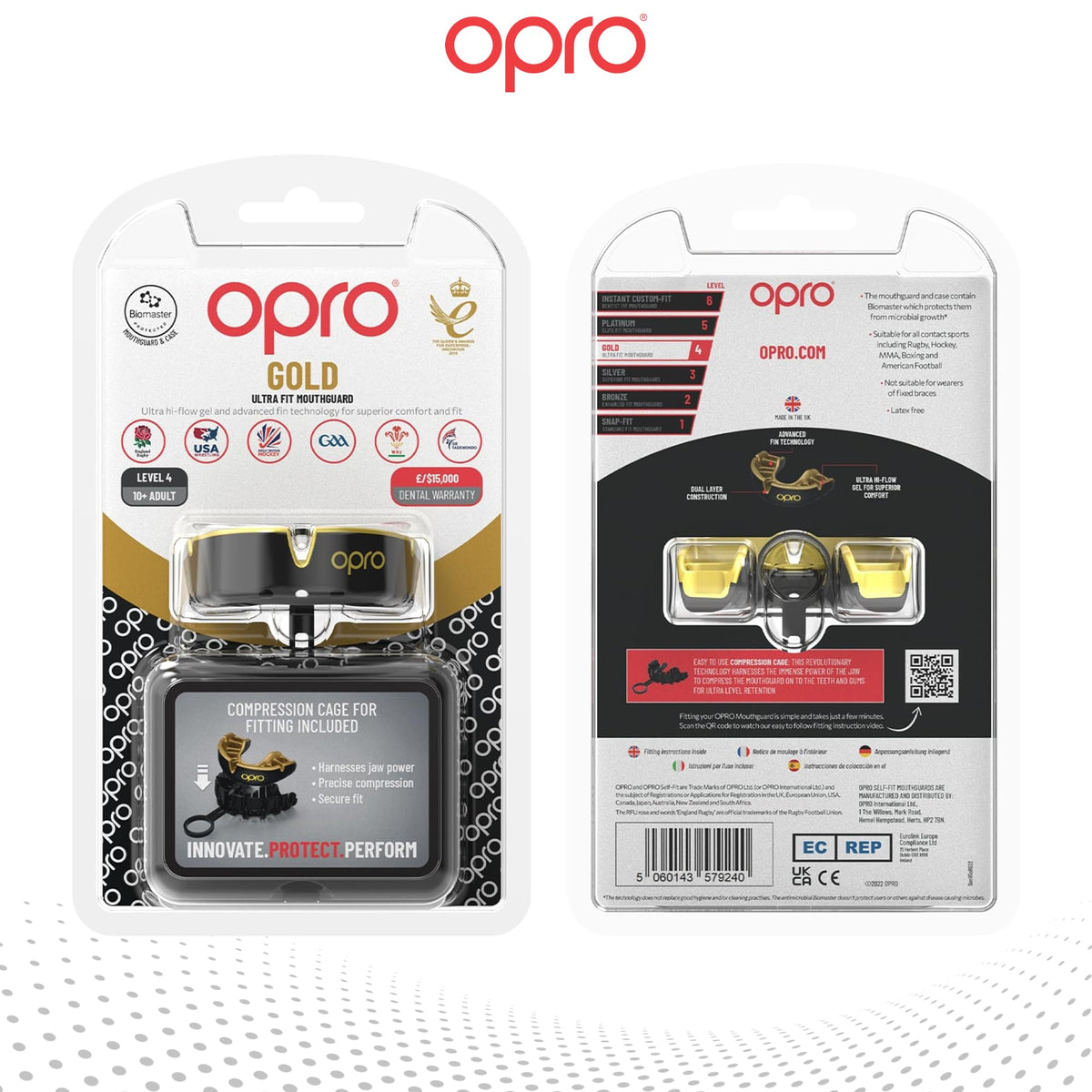 OPRO Gold Level Sports Mouthguard, Premium Fit Adult & Kids