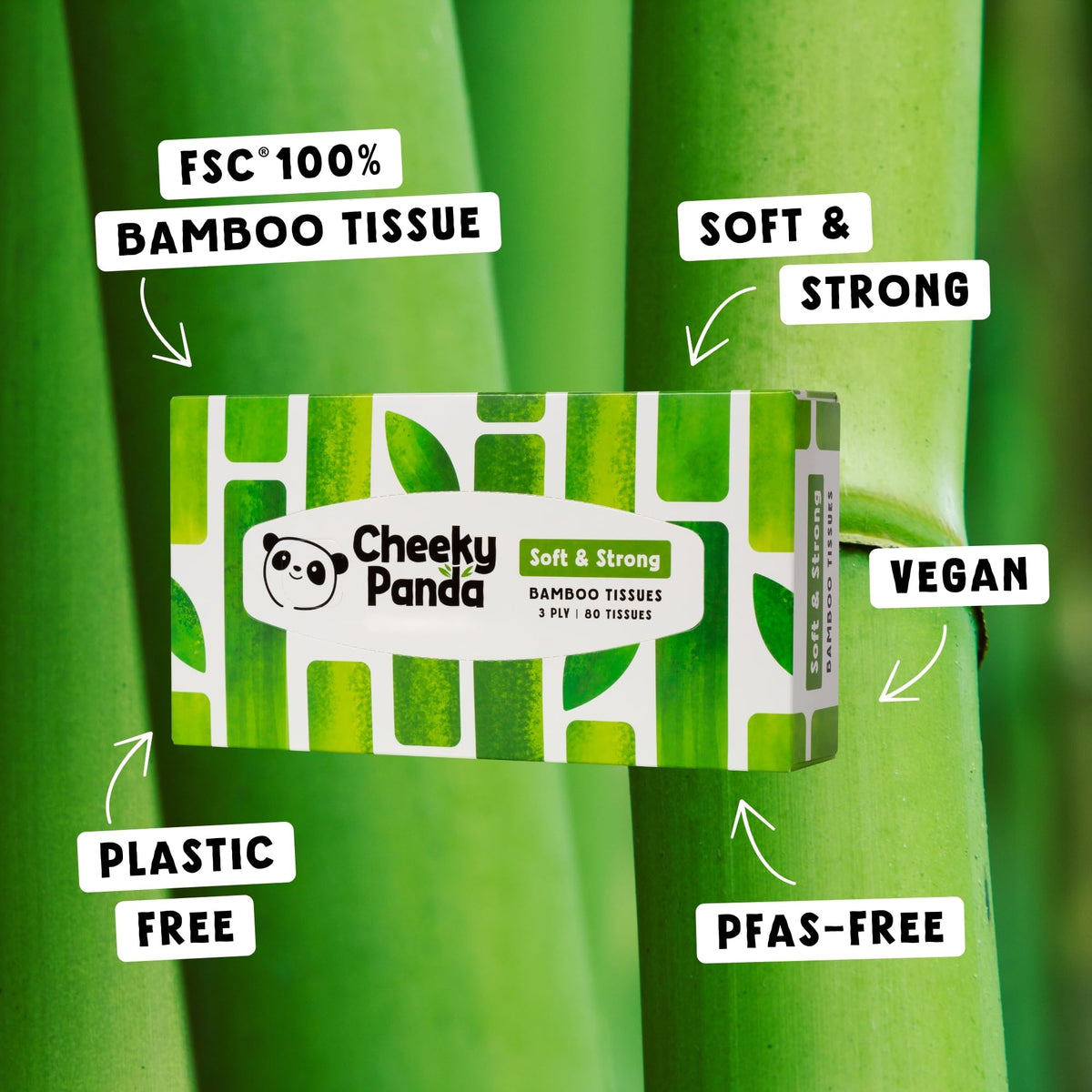 The Cheeky Panda Bamboo Facial Tissues | Sustainable and Silky Soft | Plastic Free