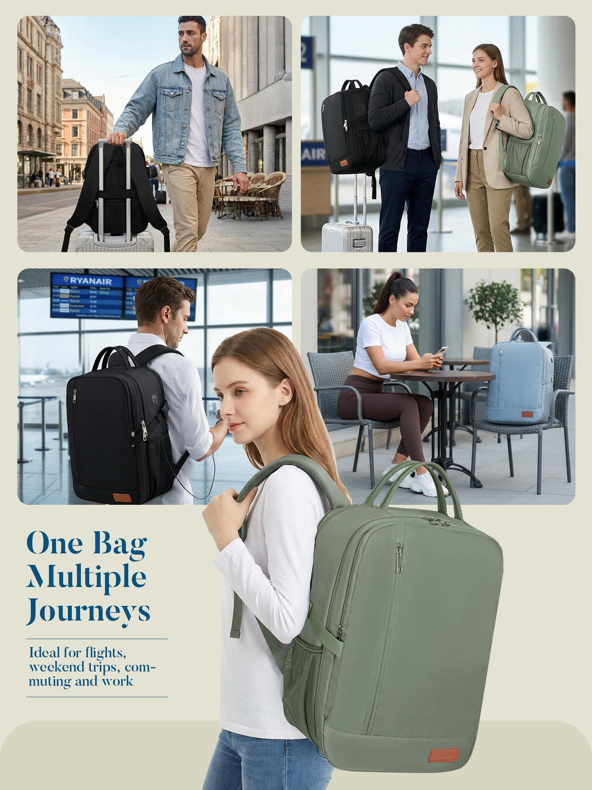 For Ryanair Cabin Bags 40x30x20 Underseat Travel Carry-on School Backpack