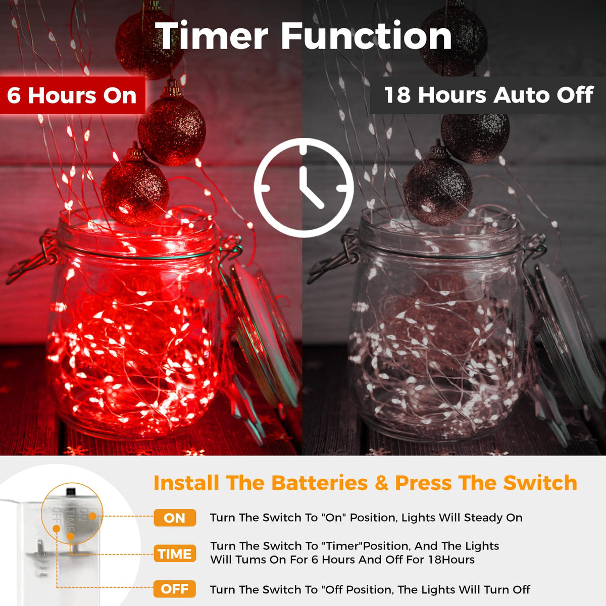 btfarm 2 Pack Halloween Orange Fairy Lights Battery Operated with Timer