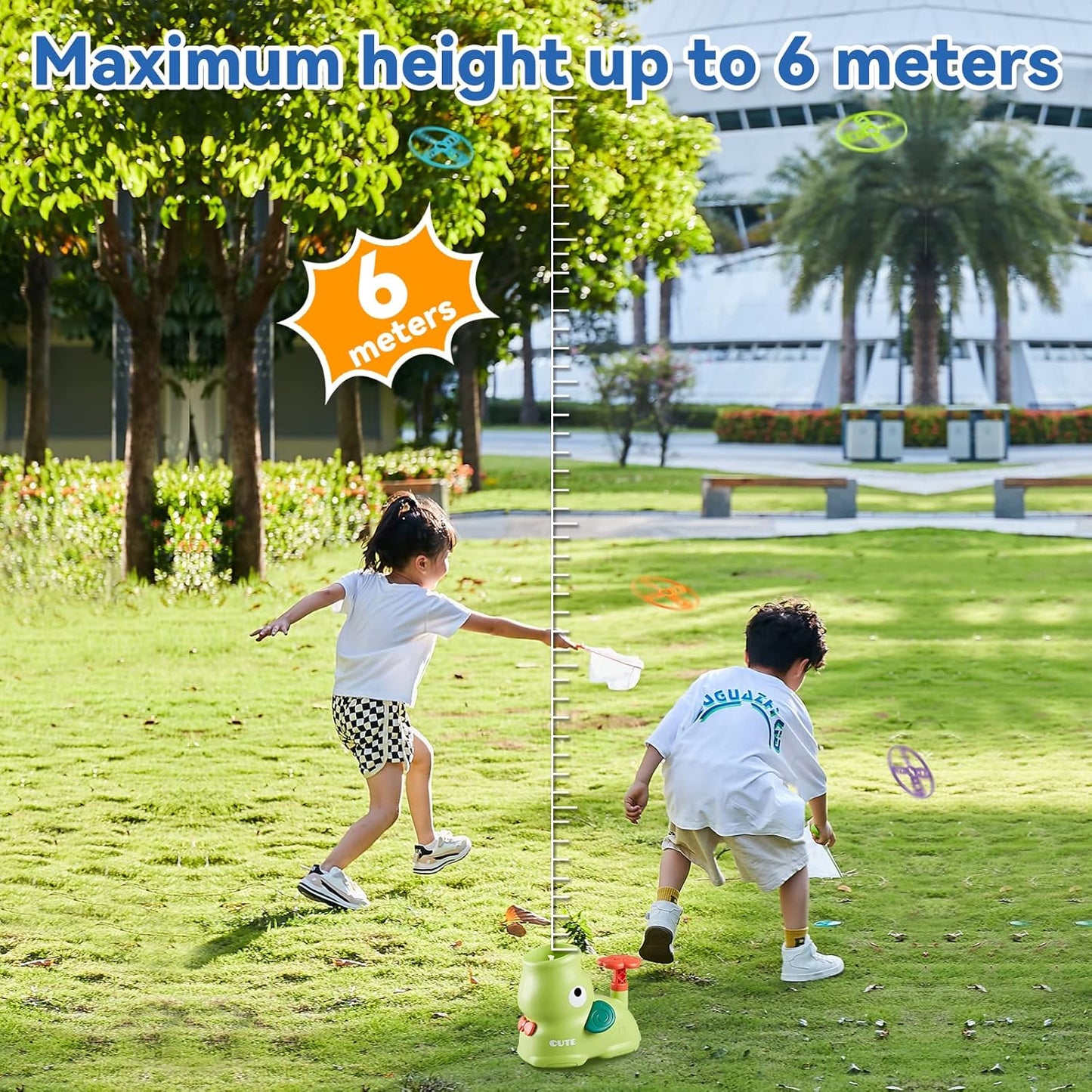 Kids Outdoor Toys, Autism Sensory Equipment, Garden Toddler Toys for 3 Years Old Boys and Girls, Flying Disc Launcher Toy with 24 Saucers, Outdoor Games for Kids 4-8, 8-12