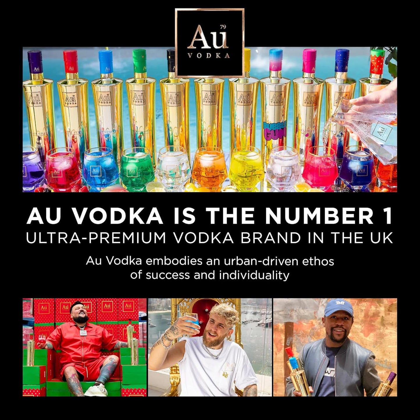 Au Vodka Gift Set - Blue Raspberry Flavoured Vodka 5cl Miniature & Diamond Cut Gold Glass - Official Licensed - Fathers Day, Birthday Gifts for Men and Women - Handcrafted In The UK, Alcohol Gift Set
