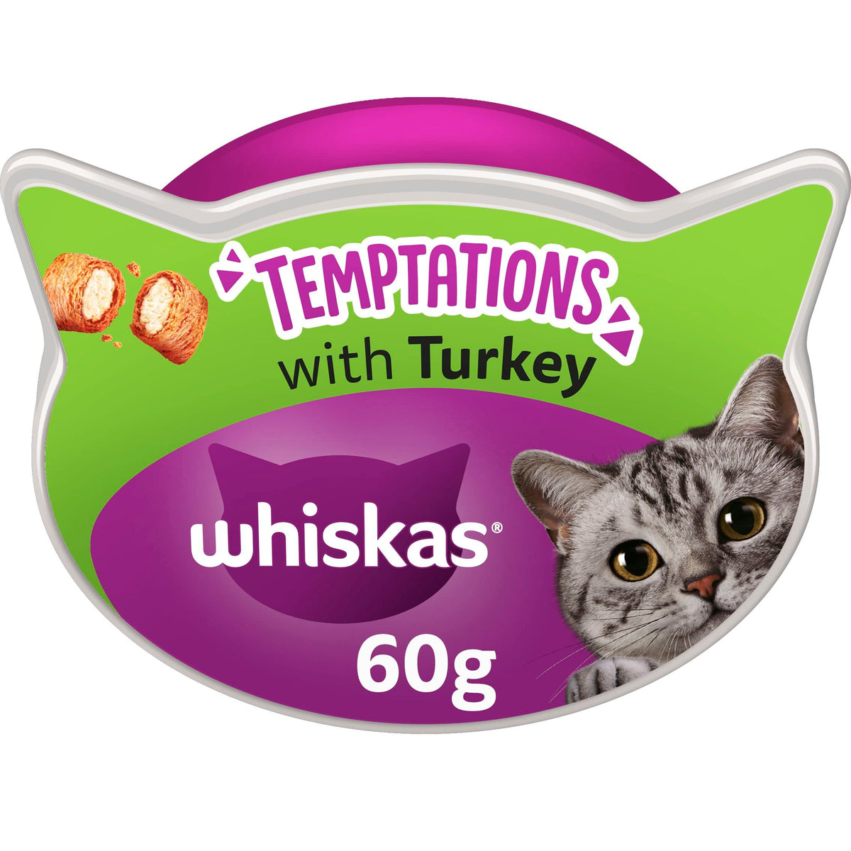 WHISKAS Crunch 100g (Pack of 6) - Tasty Topping Adult Cat Treat Biscuits