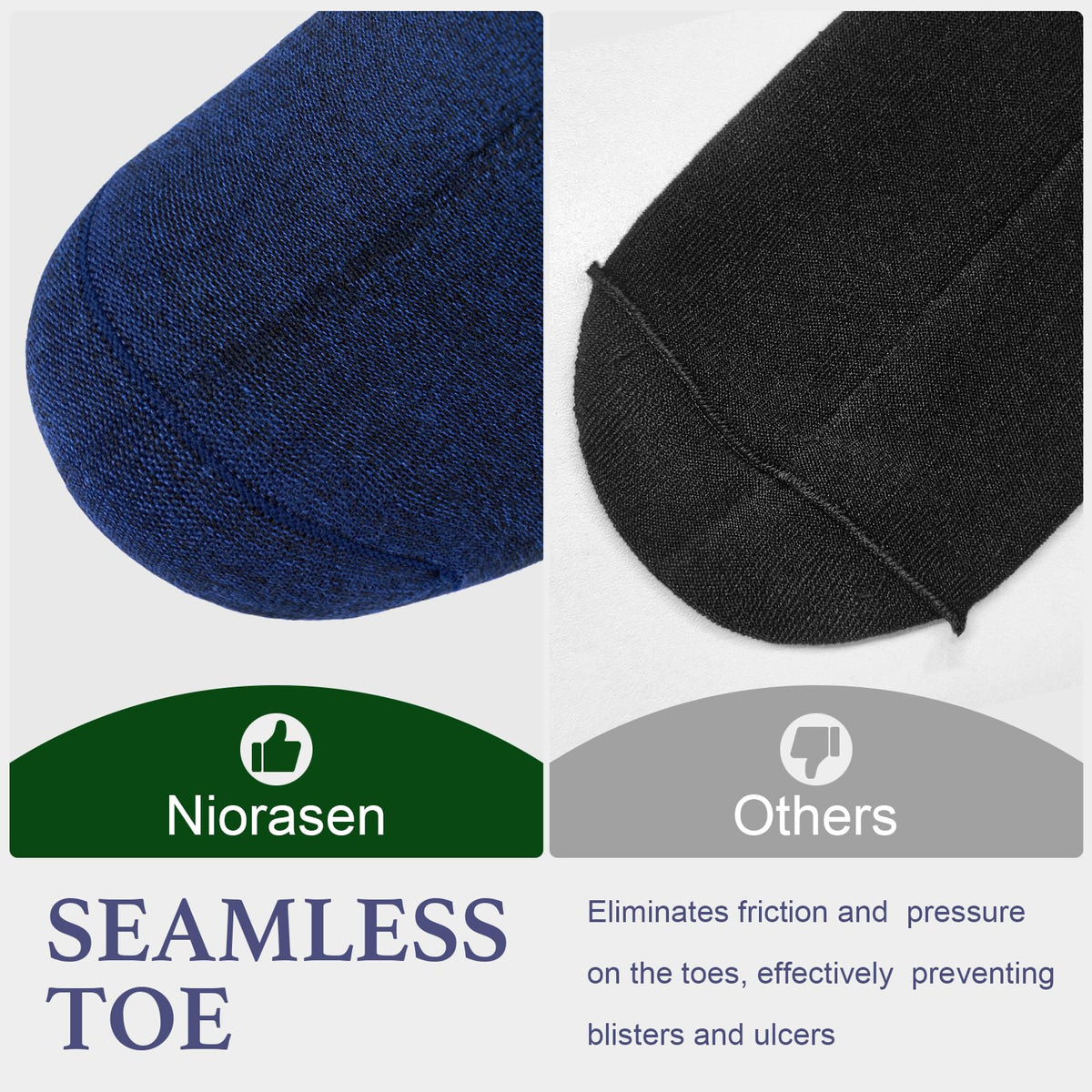 Niorasen Men's Extra Wide Diabetic Bamboo Socks, 3/6 Pairs