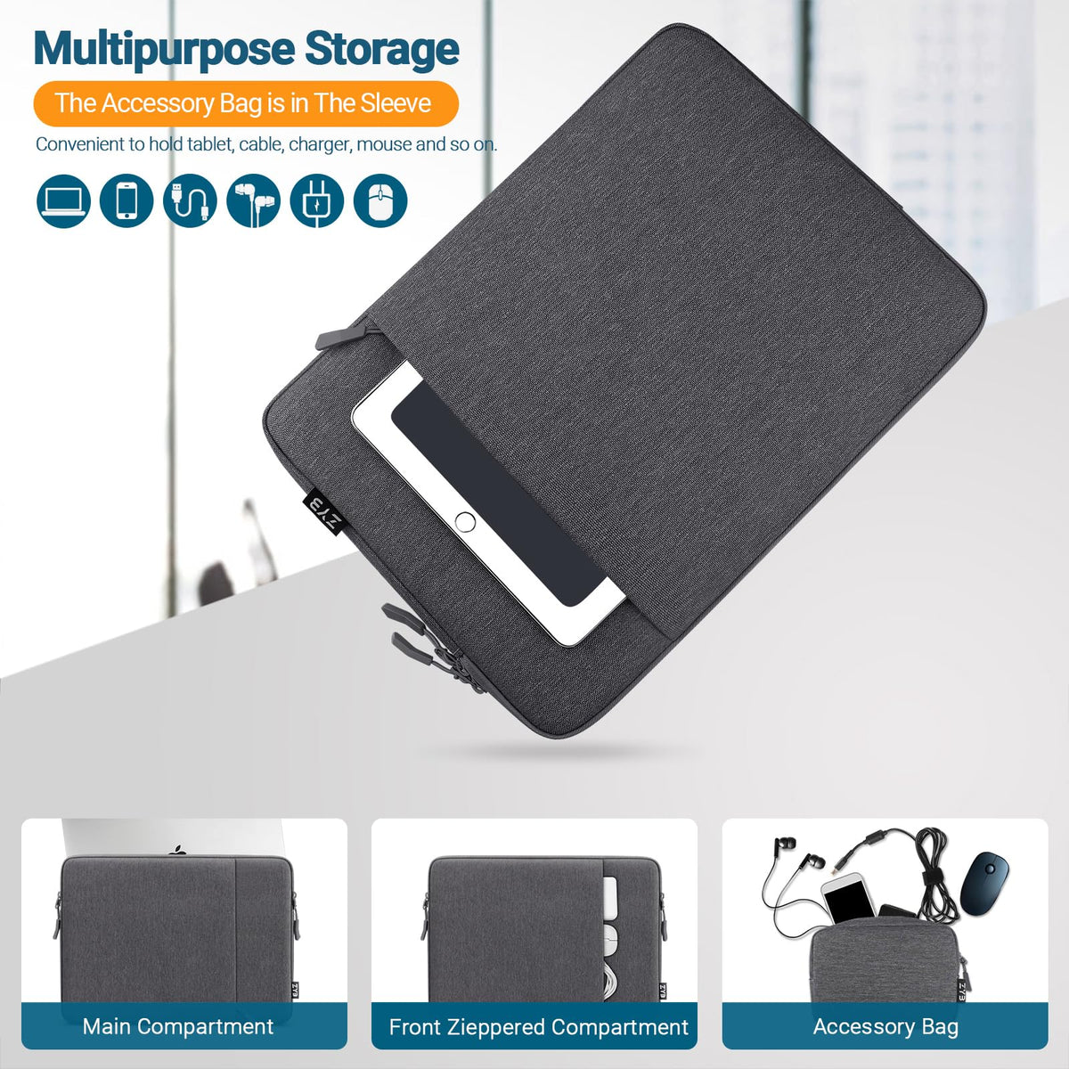 ZYB Laptop Sleeve 14 Inch, Waterproof Shockproof 14 Inch Laptop Case for 14" Notebook Lenovo Thinkpad IdeaPad, MacBook Air 15.3 2026-2023 M5 M4 M3 M2, 14" HP Dell Acer Chromebook Mac Pro 15-Purple