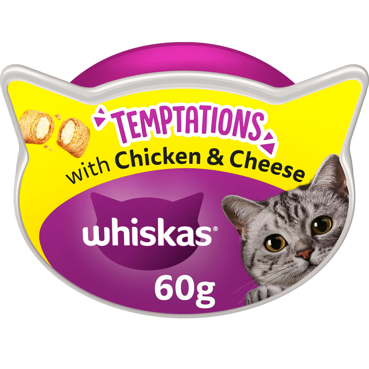 WHISKAS Crunch 100g (Pack of 6) - Tasty Topping Adult Cat Treat Biscuits