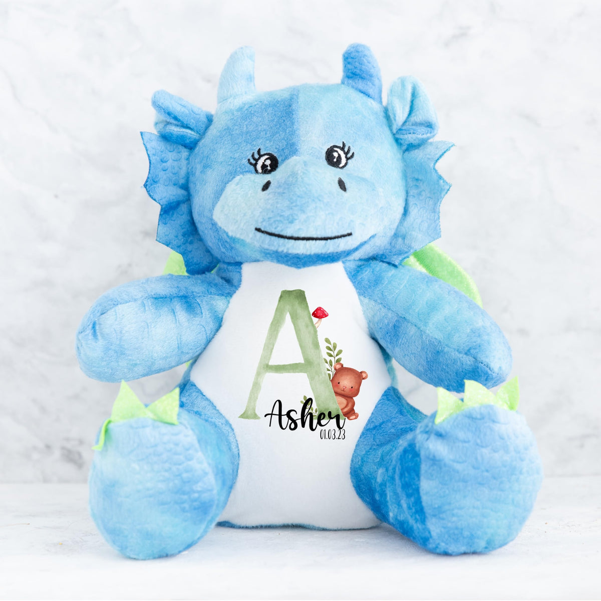 Crafted Memories - Personalised Teddy | Velveteen Bunny Soft Toy | Customisable Name for Newborns | Keepsake for Boys & Girls | Baby Shower Item | Pink Initial | Grey or White, 20-23cm