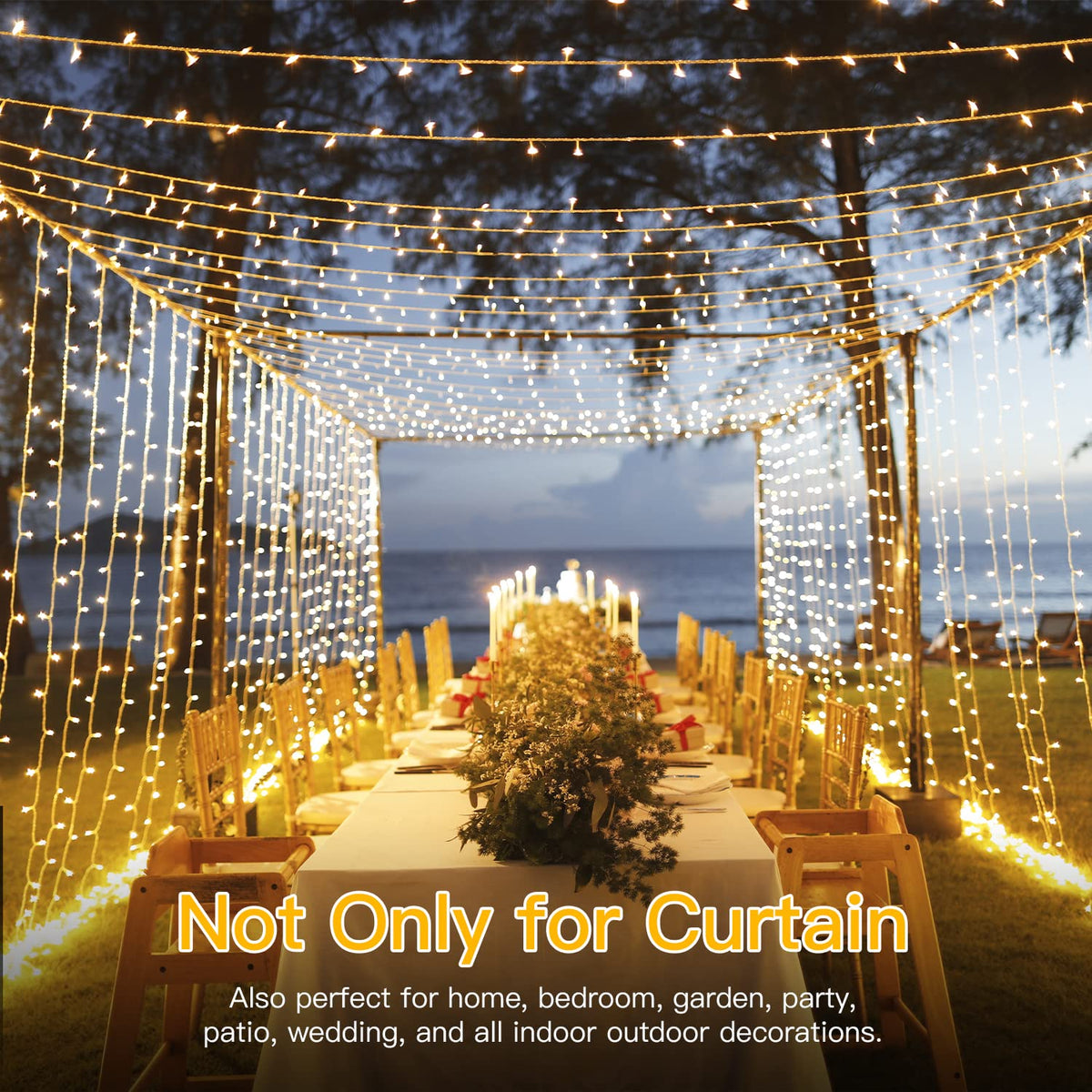Ollny Curtain Fairy Lights, 200 LEDs 2mx2m Window String Lights Multicolour