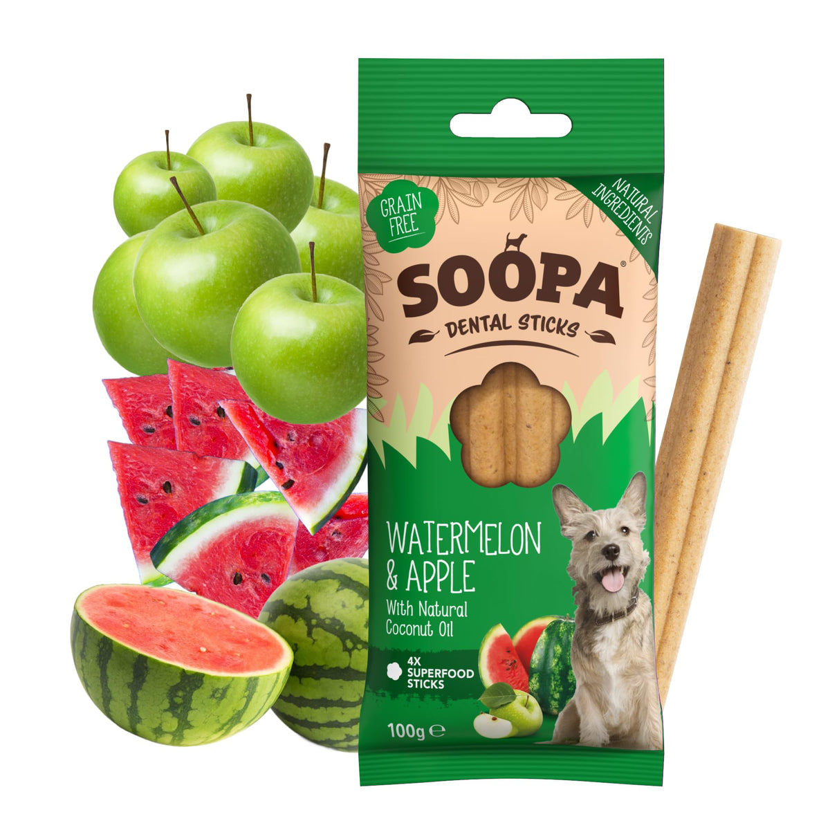 Soopa Carrot & Pumpkin Dog Dental Sticks, Chews to Clean Teeth, 100 g, 1-Pk