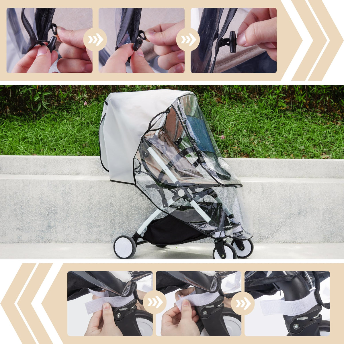 Bemece Universal Rain Cover for Pushchair, Breathable & Transparent