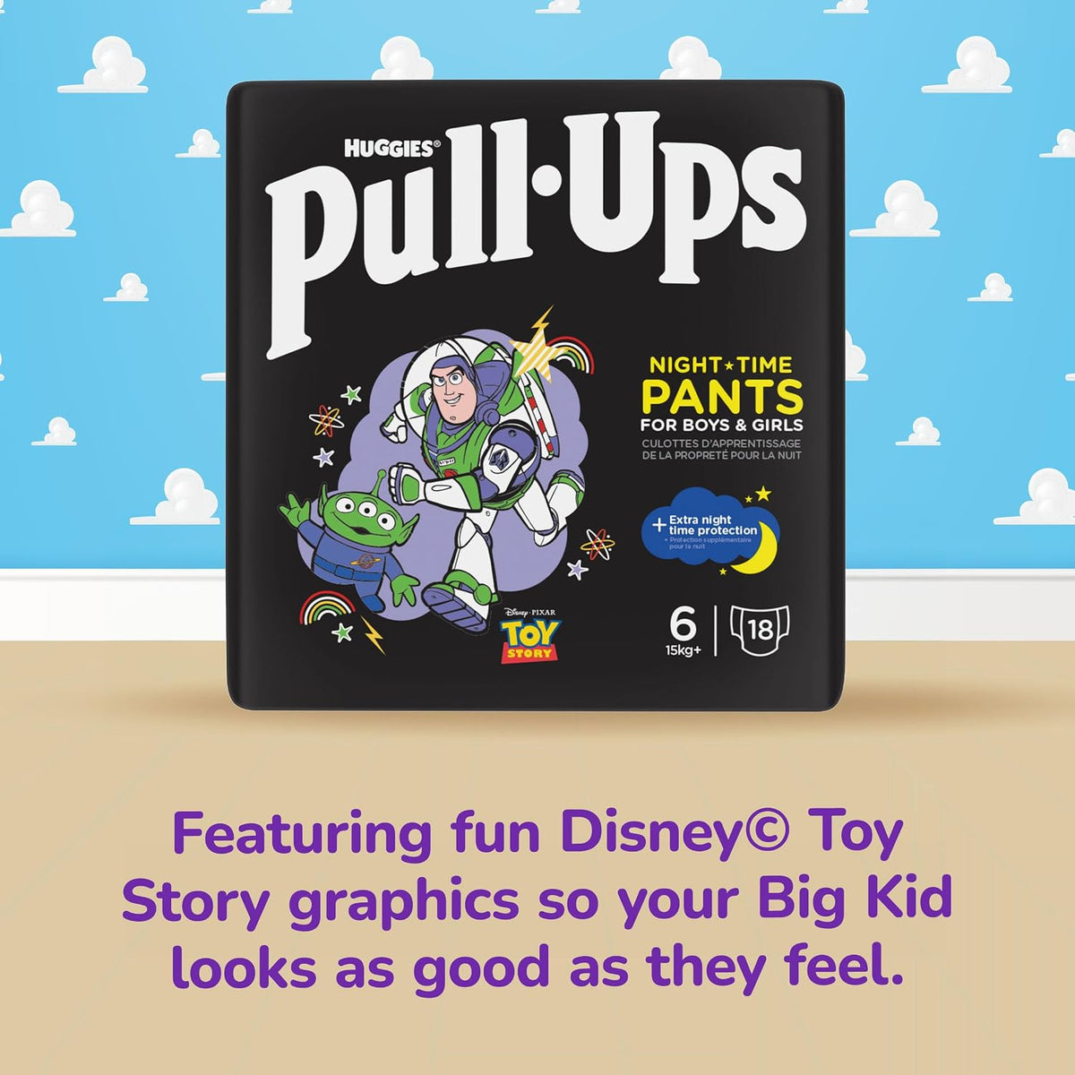 Huggies Pull-Ups, Trainers Night Nappy Pants for 2-4 Years - Size 6-7 Pull Up Nappies (36 Pants) - Extra Night Time Protection - Support for Consistent Potty Training Routines