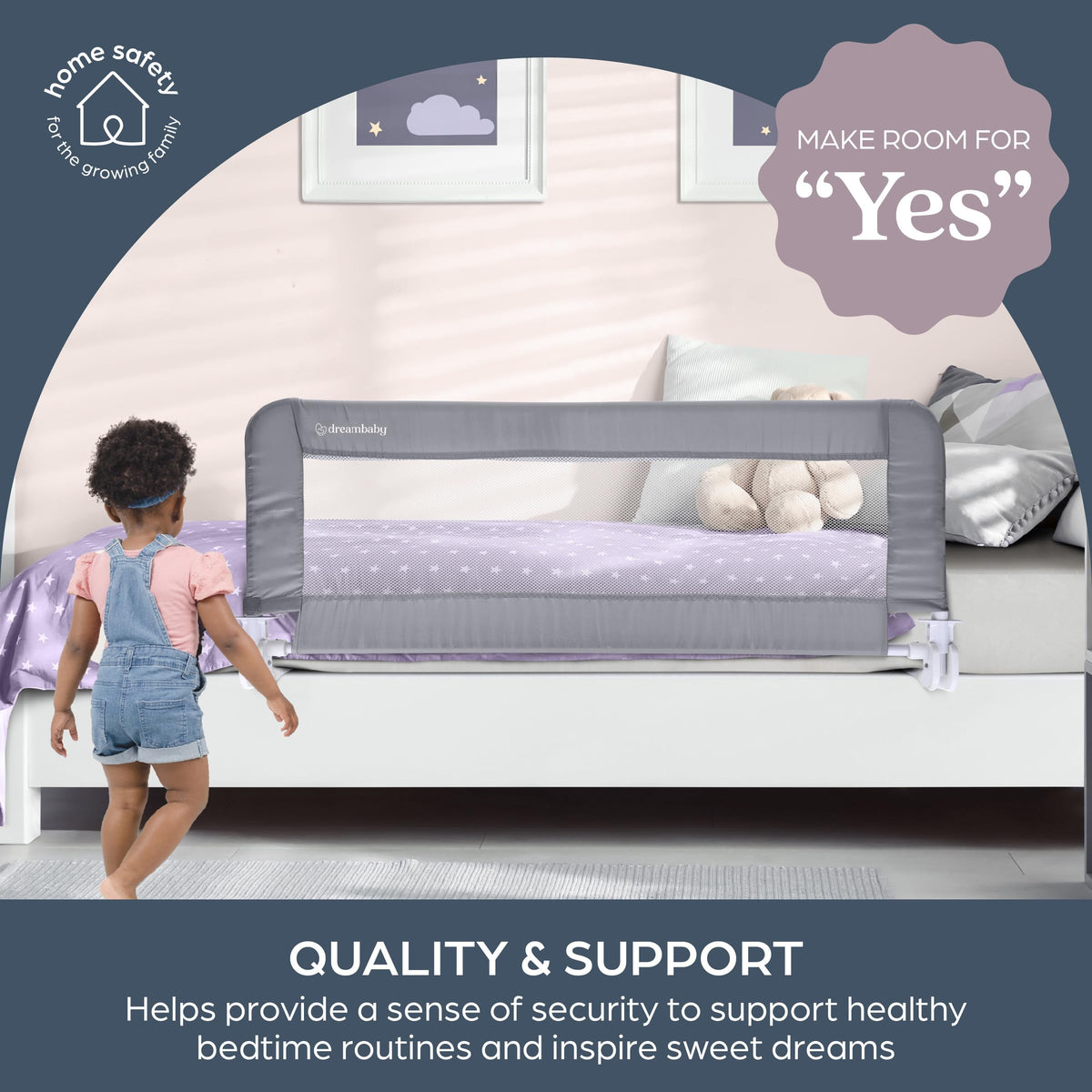 Dreambaby Phoenix Toddler Bed Guard - Foldable & Travel Safety Rail - Suitable for Single, Double and King Size Mattress - Measures 110cm Wide x 45.5cm Tall