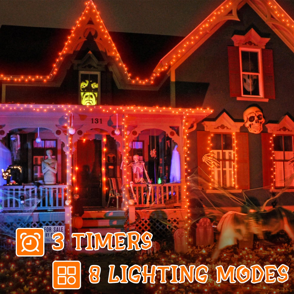Ollny Fairy Lights Mains Powered 20m 200 LED Outdoor String Plug Remote