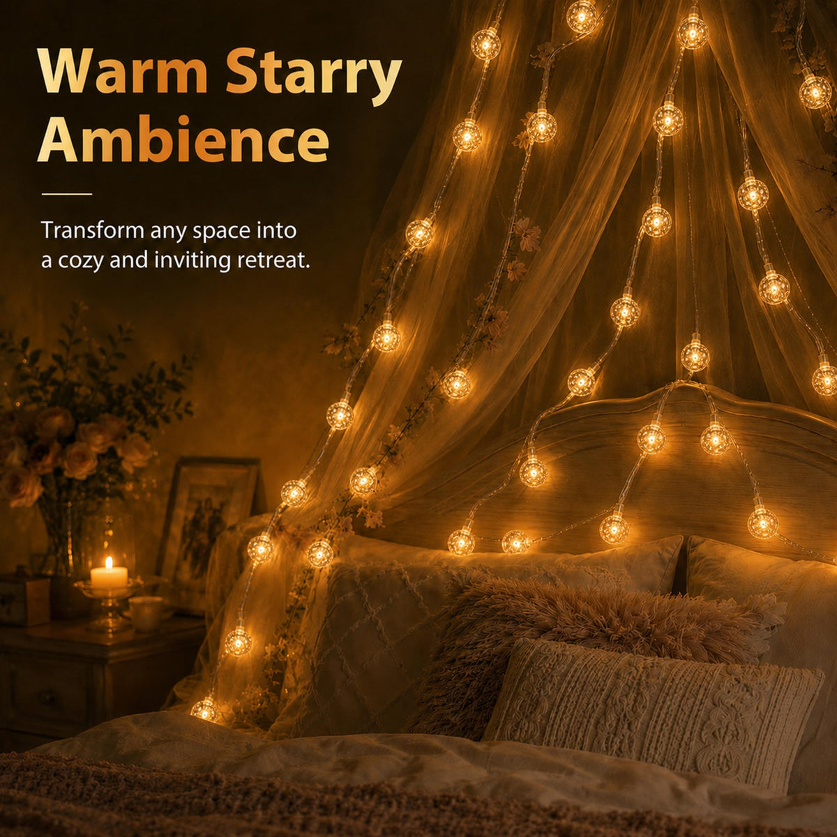 Fulighture Fairy Lights Battery Operated: 5m 16ft 40LED Snowflake