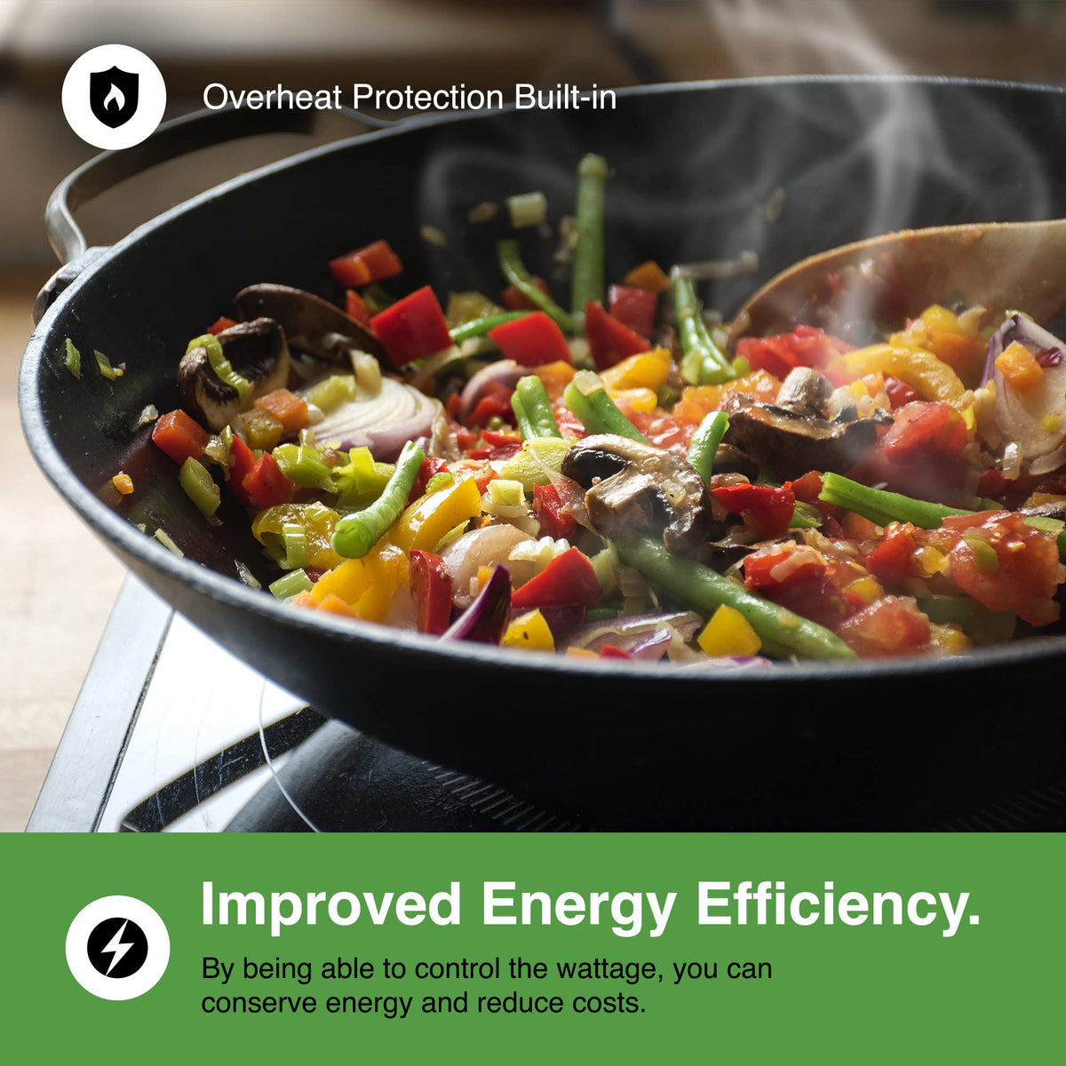 VonShef Single Induction Hob – 2000W Portable Induction Cooker w/LED Touch Display, 3 Hour Timer, 10 Heat Settings 60-240°C, Safety Lock - Black