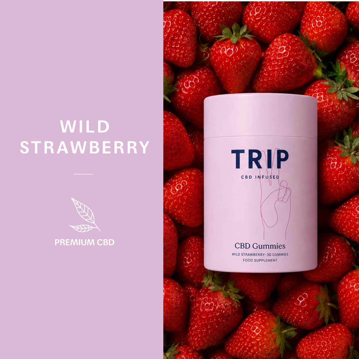 TRIP CBD Infused Gummies, 300mg CBD, High Strength, Wild Strawberry, 30x