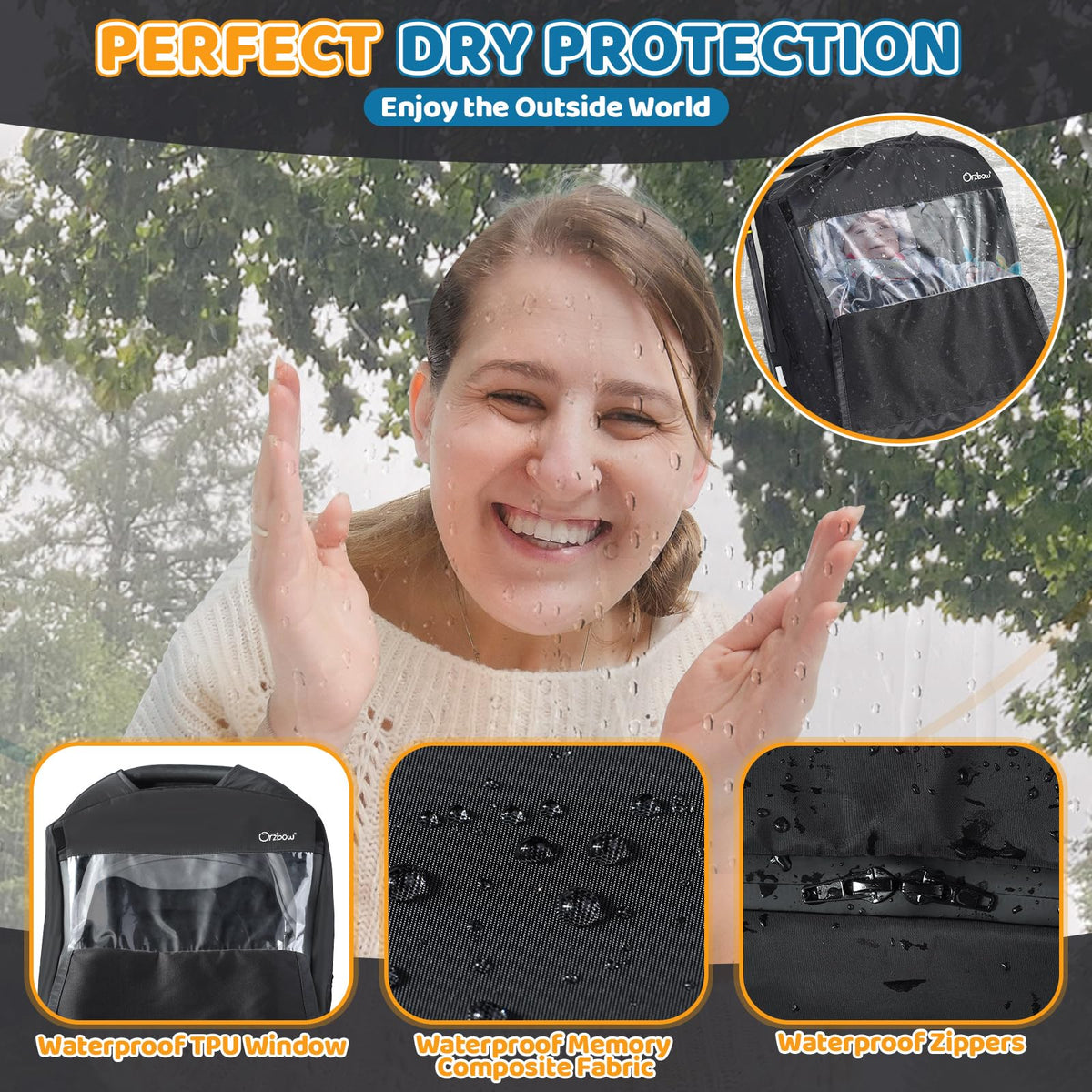 Orzbow Universal Rain Cover, Easy Access Door