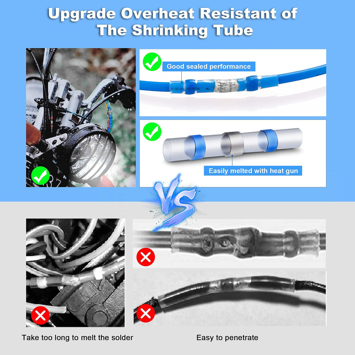 Kuject Heat-Shrink Tubing Set - 200 Pieces, Waterproof & Crimp Connector for Automotive, Marine & Boat
