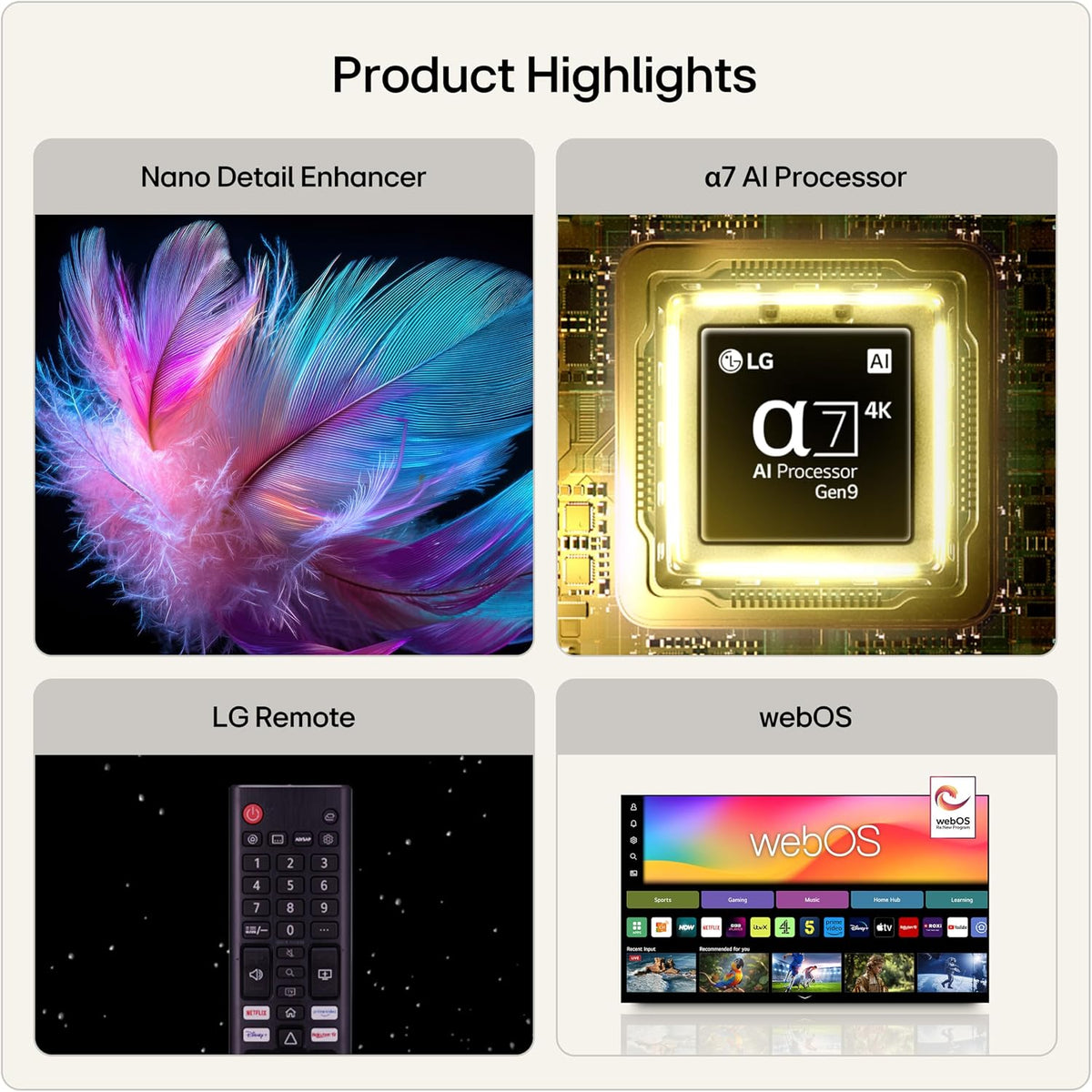 LG 50NU800B6LC Nano UHD AI NU80 4K Smart TV, α7 Processor Gen9, 60Hz, HDR10, Filmmaker Mode™, Google Cast, Apple AirPlay 2, Model Year 2026