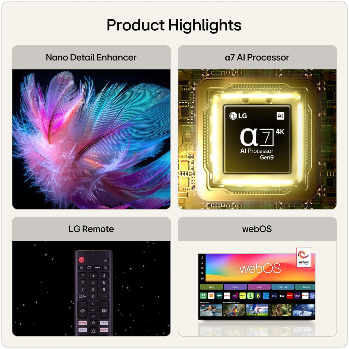 LG 50NU800B6LC Nano UHD AI NU80 4K Smart TV, α7 Processor Gen9, 60Hz, HDR10, Filmmaker Mode™, Google Cast, Apple AirPlay 2, Model Year 2026