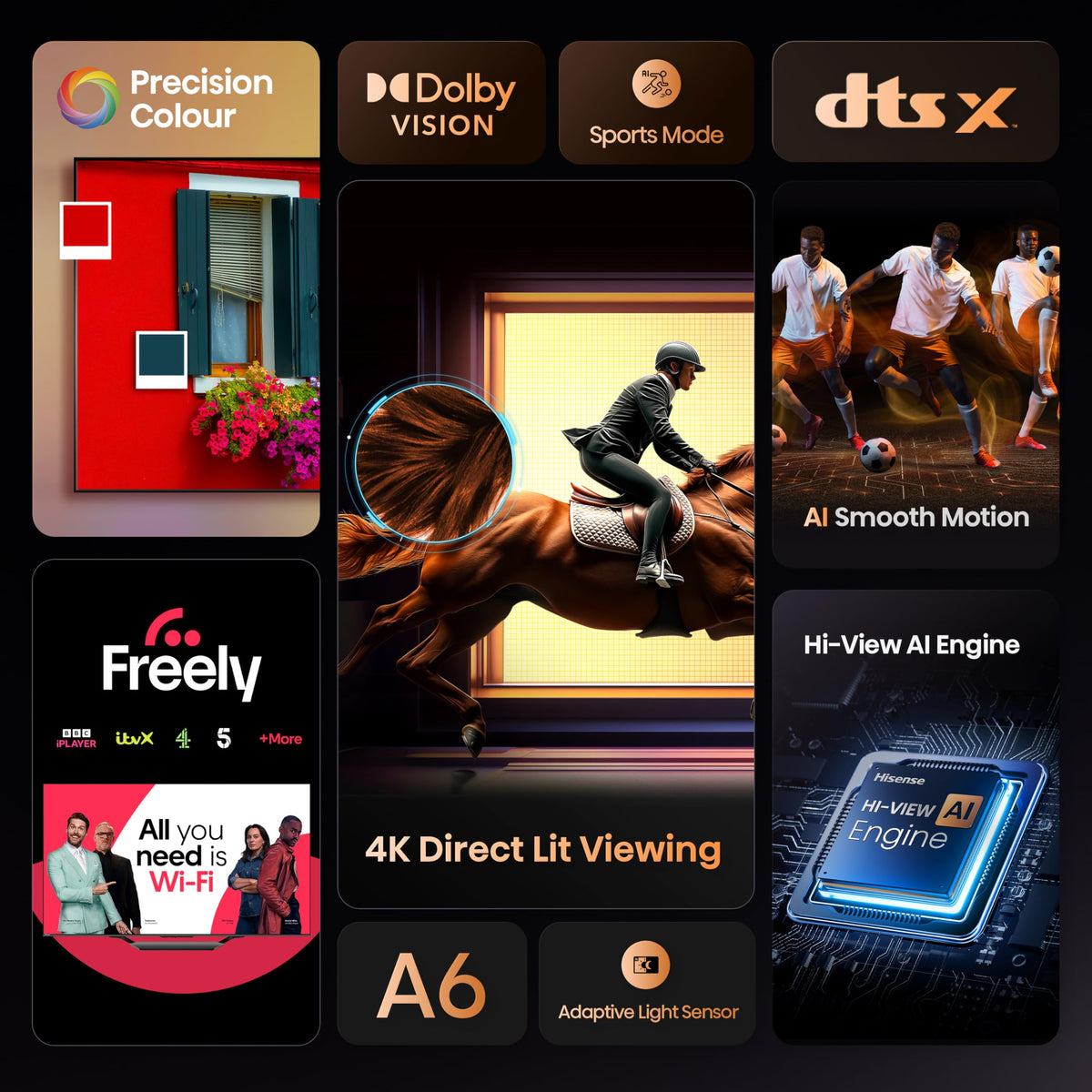 Hisense 50 Inch 50E6QTUK 4K Ultra HD Smart AI TV