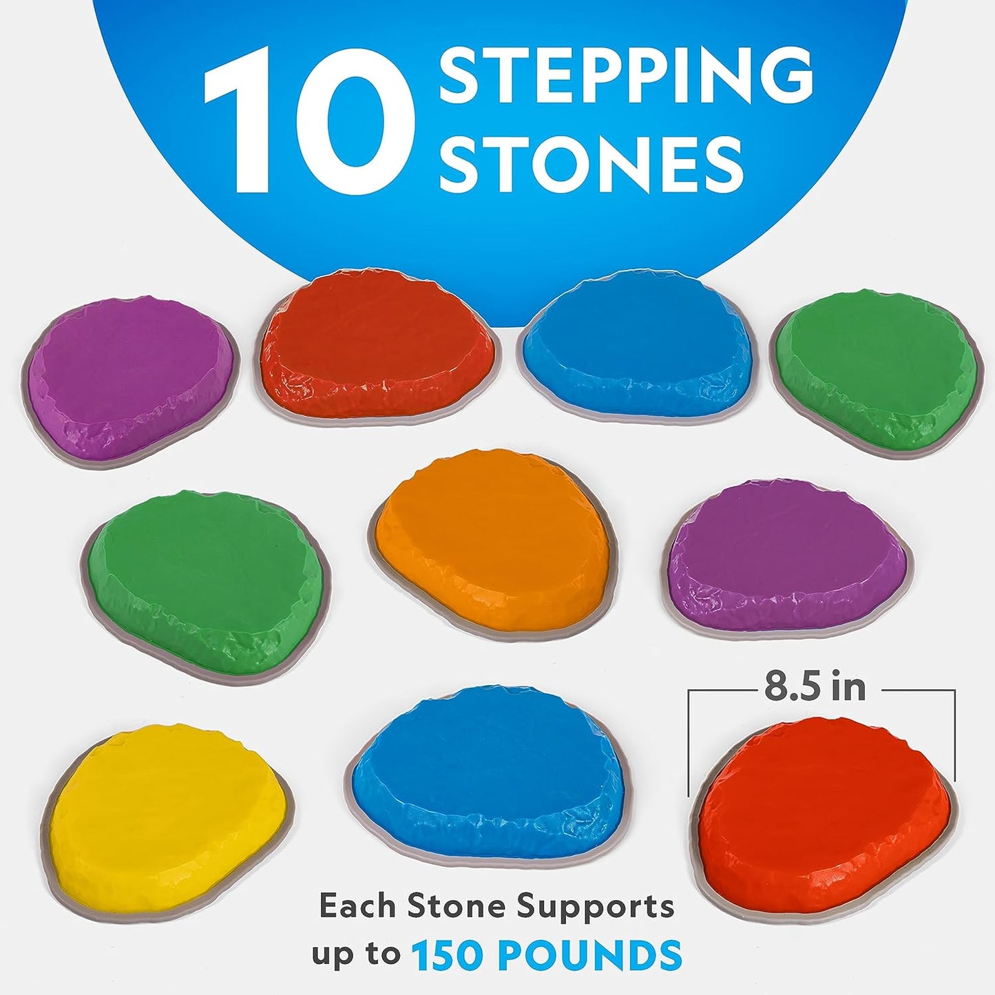 NATIONAL GEOGRAPHIC Stepping Stones for Kids – 10 Durable, Non-Slip Stones Encourage Toddler Balance & Motor Skills, Indoor & Outdoor Toys