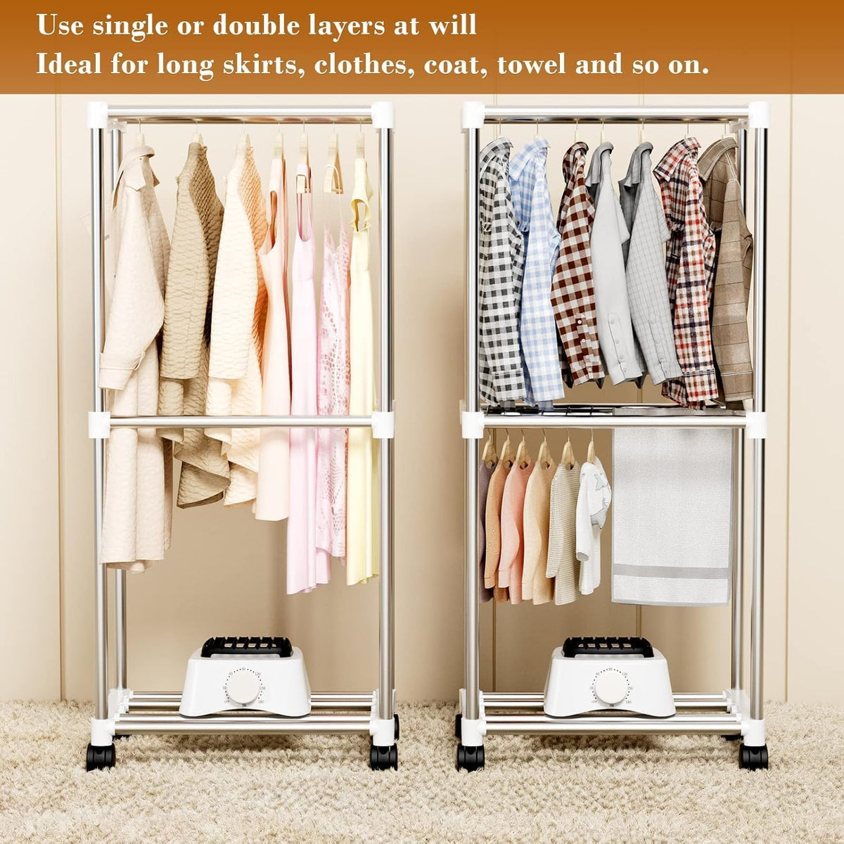 Clothes Dryer, Portable Drying Machine with Timer, 60inch Laundry Drying Wardrobe with Large Capacity, Electric Dryer/Rack for Home | Appartments (Blue IV5)