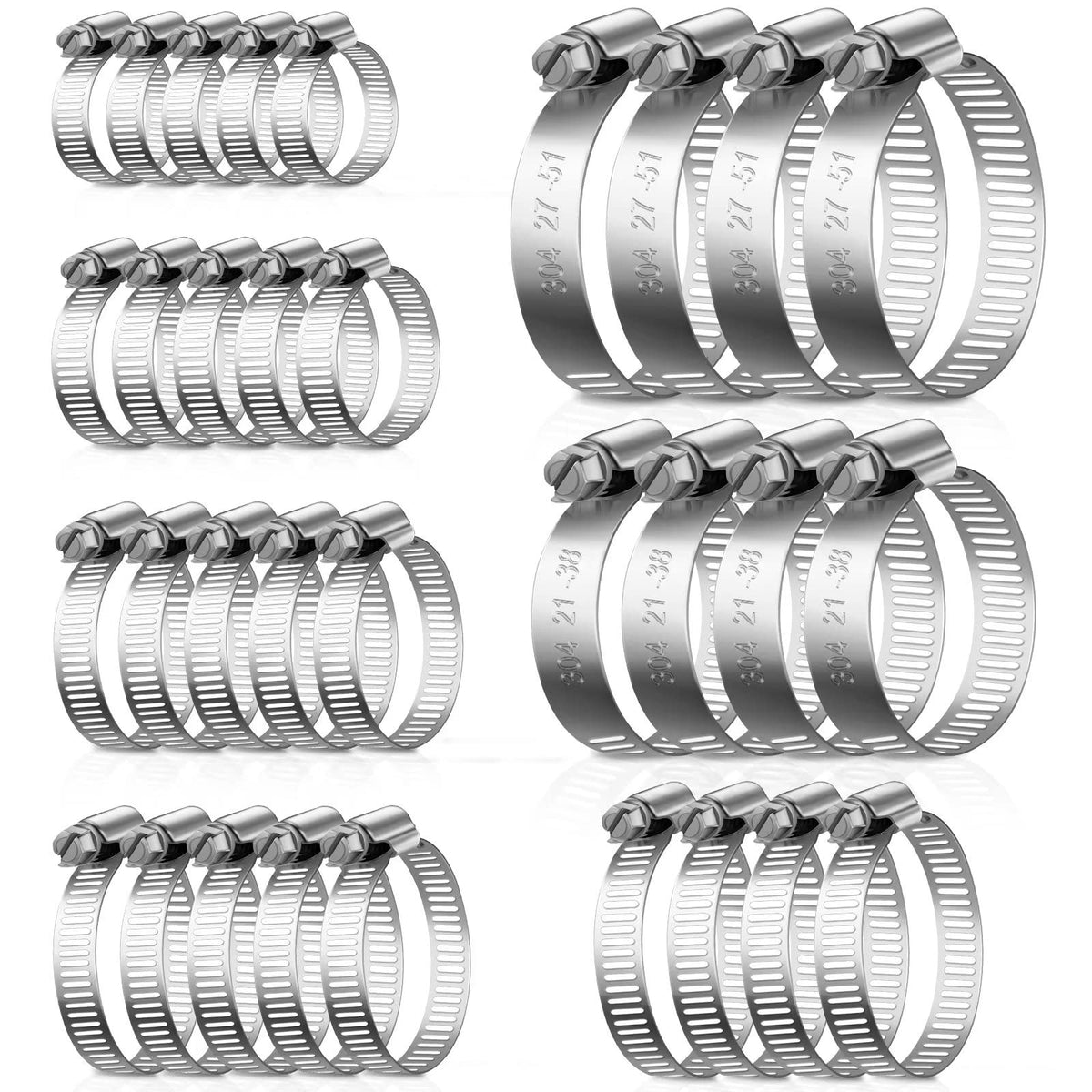 Hose Clips 141-165mm, 4 Pcs Hose Pipe Clips Stainless Steel 304
