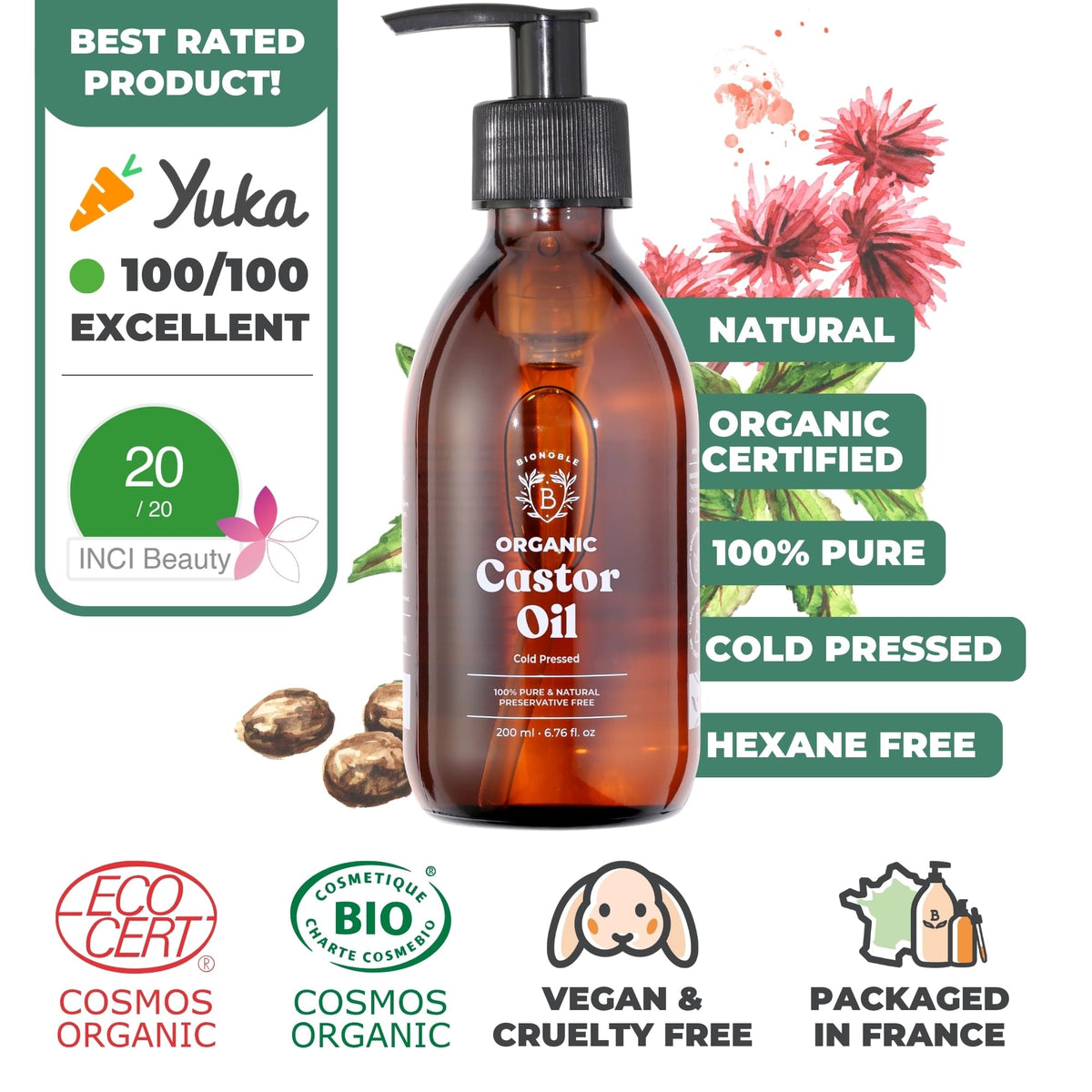 BIONOBLE Organic Rosemary Oil for Hair Growth - Hair Loss, Volume - 50ml