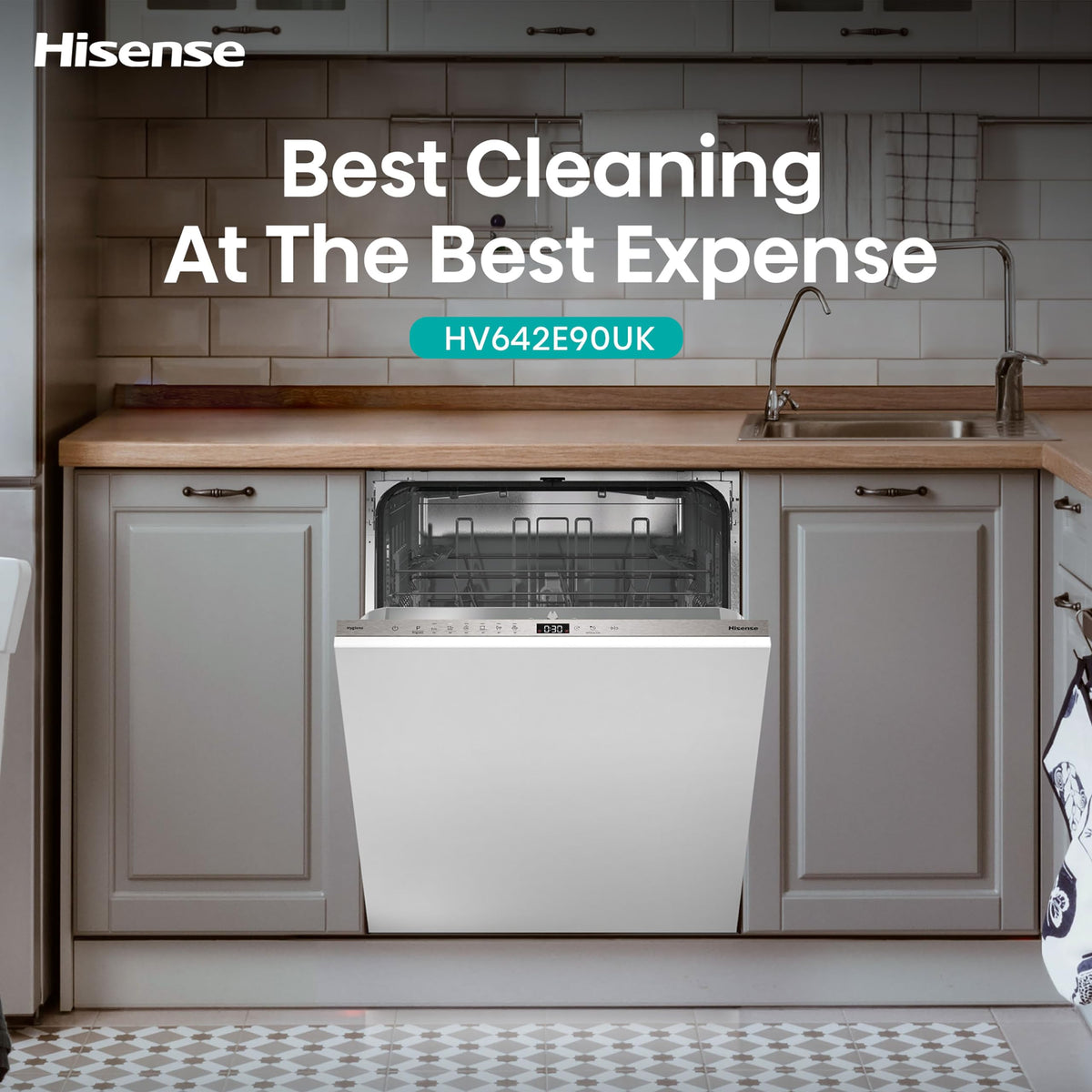 Hisense Fully Integrated Standard Dishwasher - Silver with Fixed Door Fixing Kit HV623D15UK - D Rated