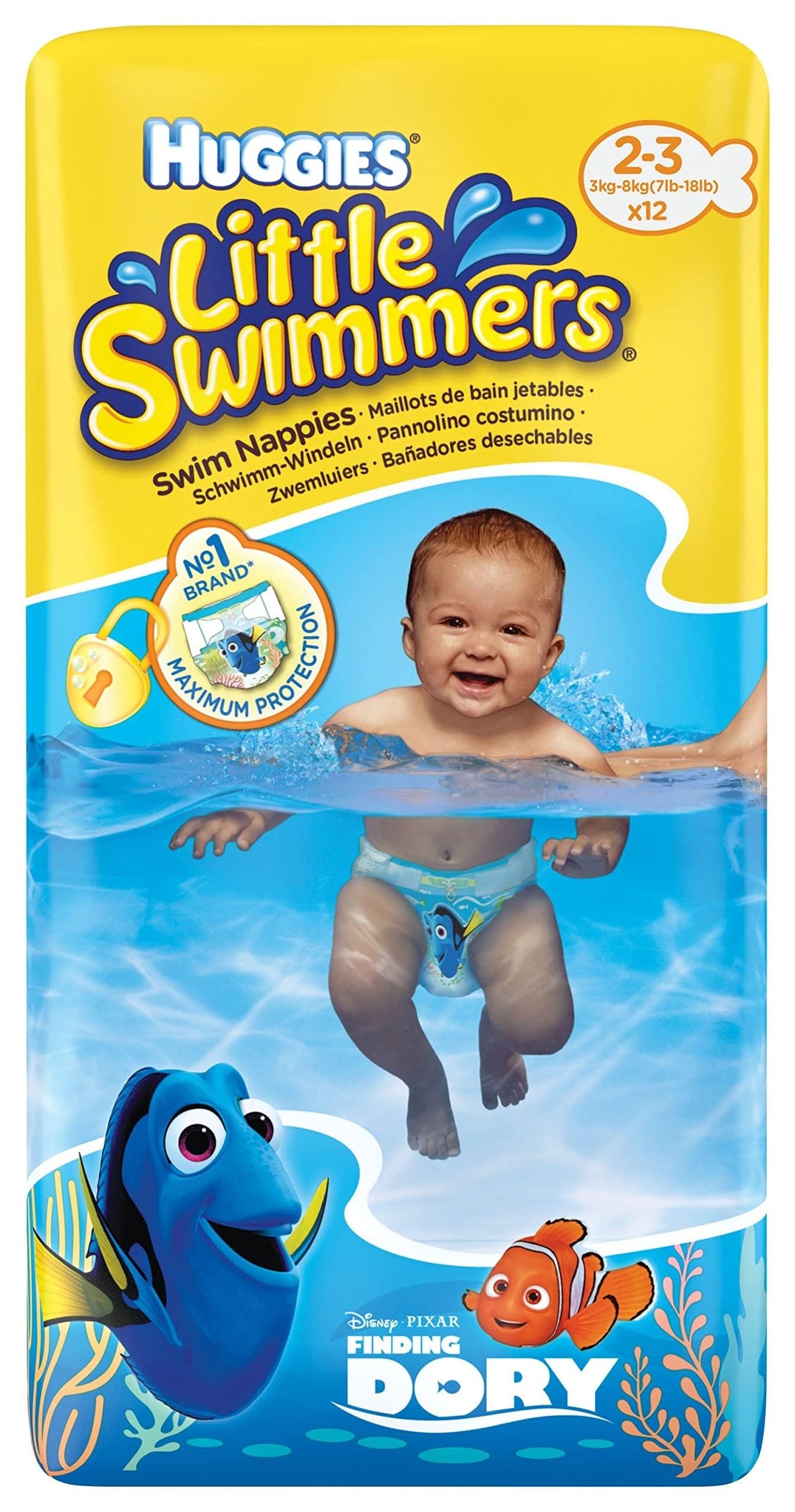 Huggies Little Swimmers, Swim Nappies, Size 5-6 - 33 Pants - Maximum Protection Swimming Nappies with Leak Guards - All-Round Stretchy Waistband
