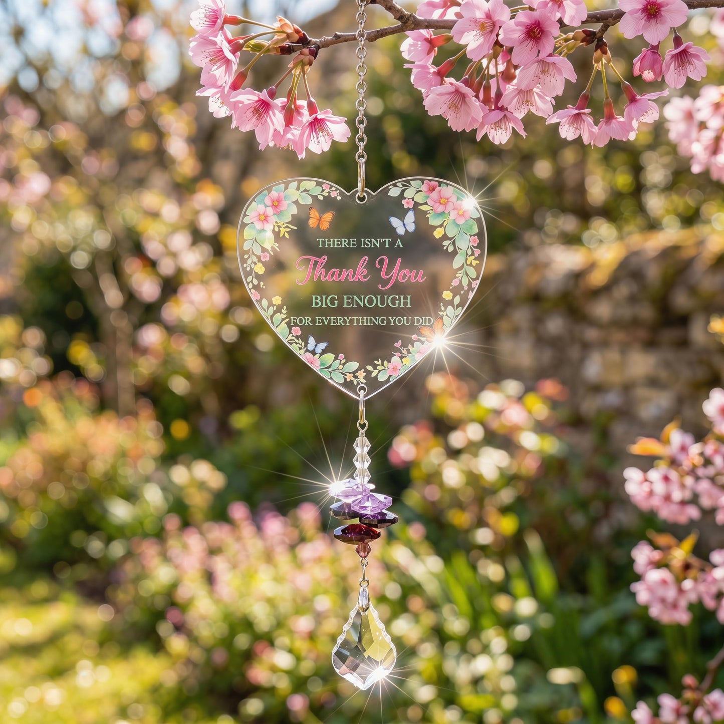 Teacher Gifts for Women Thank You Teachers Crystal Suncatcher Ornaments Teachers Day Graduation Retirement Christmas Birthday Appreciation Gift (Thanks)