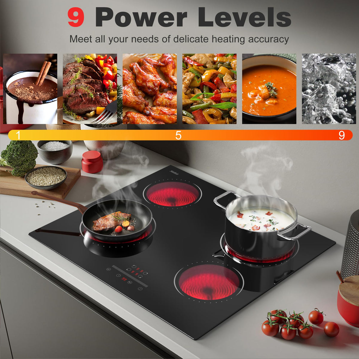 Hobsir Plug in Ceramic Hob, 2 Ring Electric Hob 60 cm