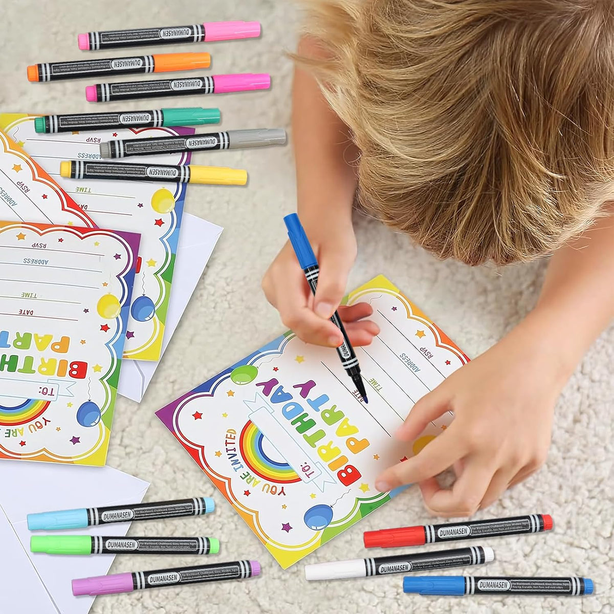 New Version 12pcs Chalk Pens for blackboard, Liquid Chalk pens for Chalkboard and Glass, Acrylic Calendar Planning Board, Whiteboard pens for Window Christmas Halloween, Chalk Pens 12 Pcs