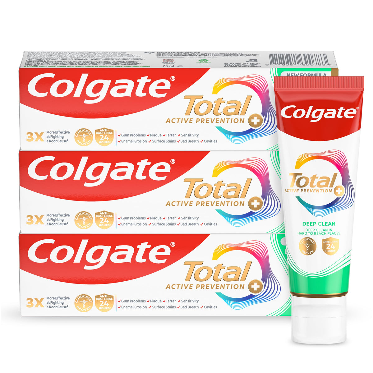 Colgate Total Active Prevention+ Decay + Erosion Defence Toothpaste, 75ml