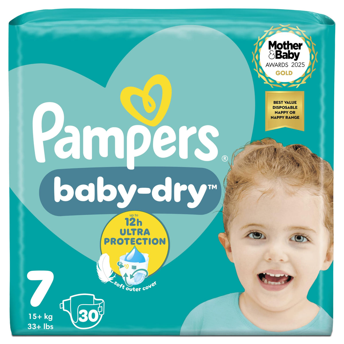 Pampers Baby-Dry Nappies, Size 6 Giant, 164 Count