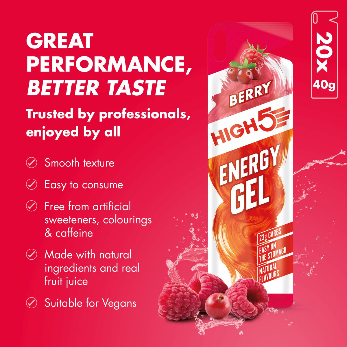 HIGH5 Energy Gels, Running Gel for Fast & Sustained Energy, Mixed, 8 x 40g
