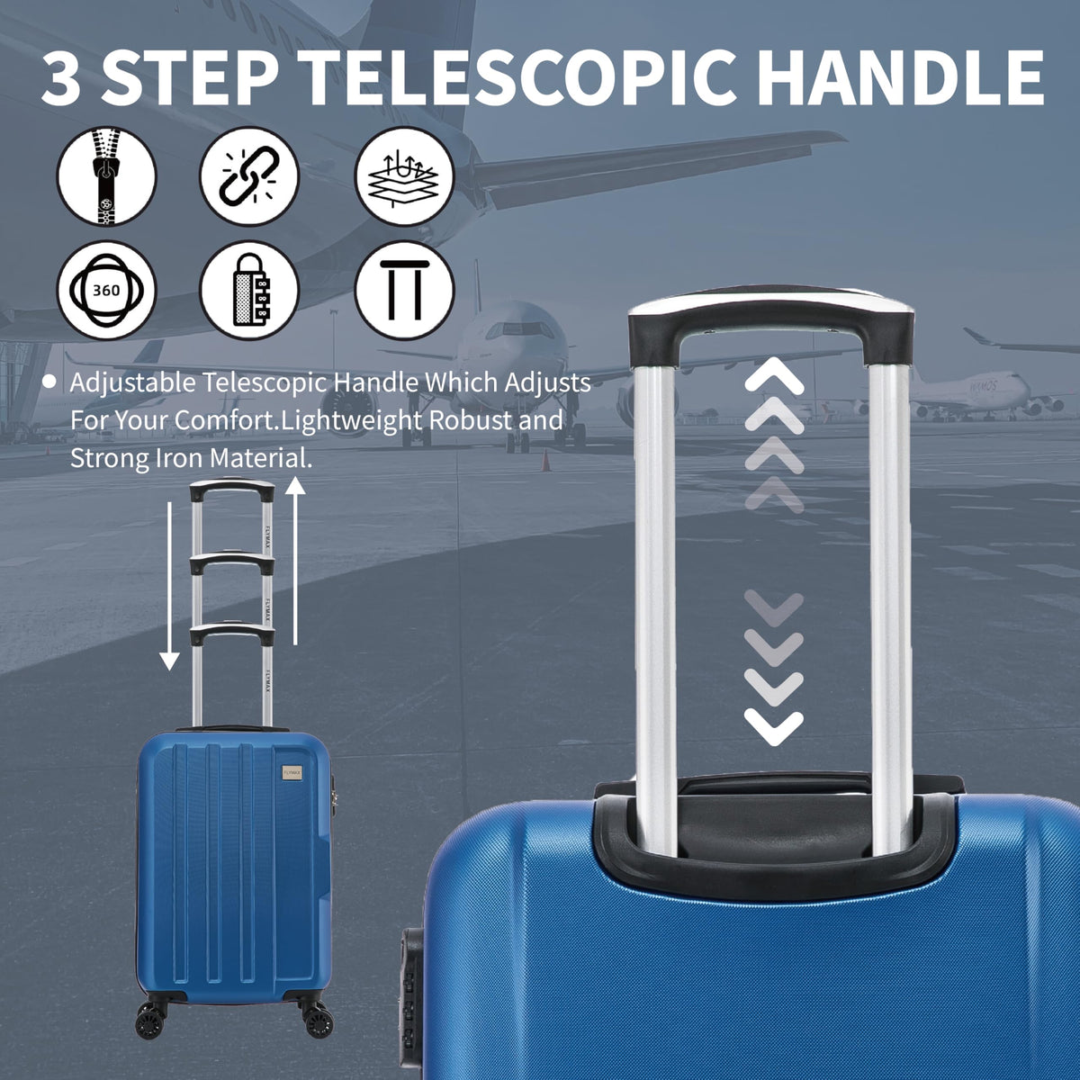 FLYMAX 29" Large Suitcase 4 Wheel Lightweight Luggage Hard Shell Travel Case Hold Check in Fits 23kg - 27kg + 3 Digit Lock Suitcase Large + Telescopic Handle 103 Litre Capacity