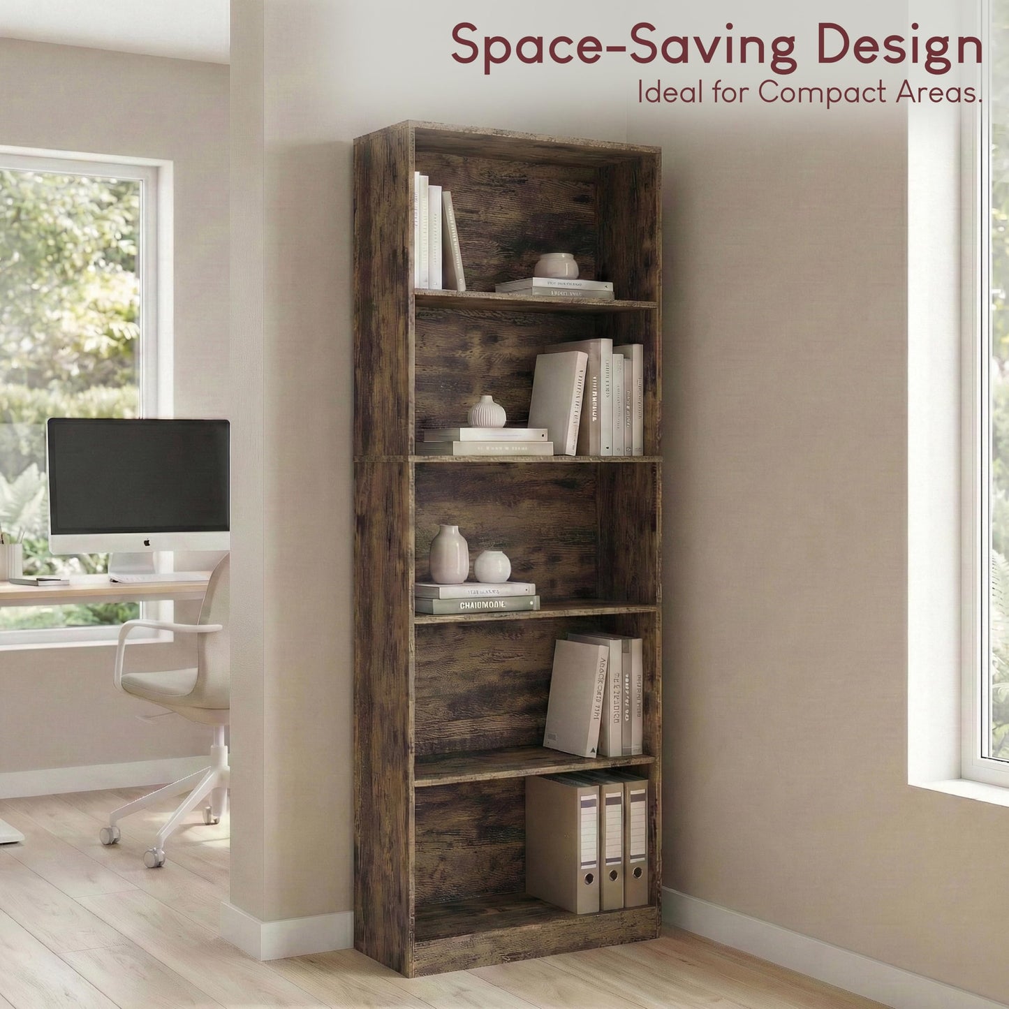 Vida Designs Cambridge 3 Tier Low Bookcase, White Wooden Shelving Display Storage Unit Office Living Room Furniture