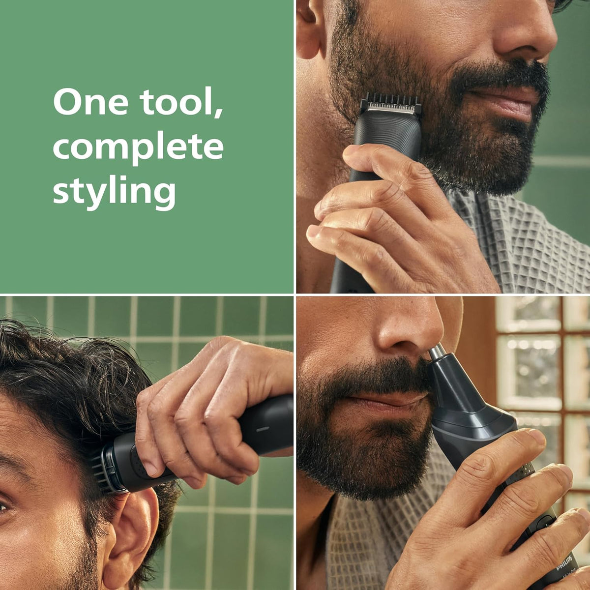 Philips Multigroom 3000 Series All-in-One 7-Piece Trimmer - Shaver and Clipper for Beard and Hair, Self-Sharpening Skin-Friendly Blades, 10 Length Settings, Model MG3930/15