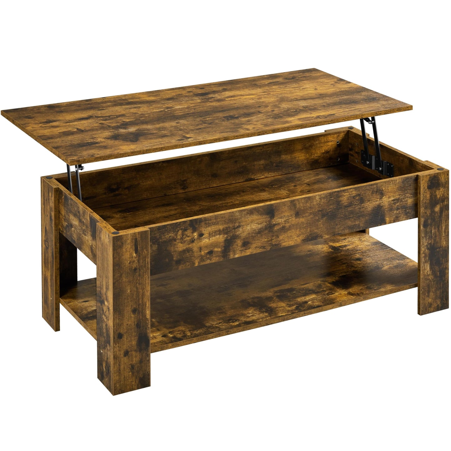Yaheetech Lift Up Coffee Table, Wooden Lifting Coffee Table with Hidden Storage Drawer and Open Shelf, Space-saving Tea Tables for Living Room/Reception, Espresso