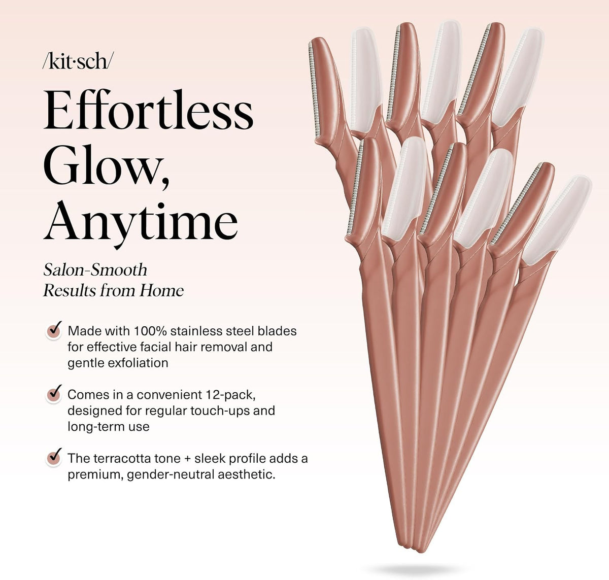 Kitsch Dermaplane Razor for Women Face 12pcs – Terracotta