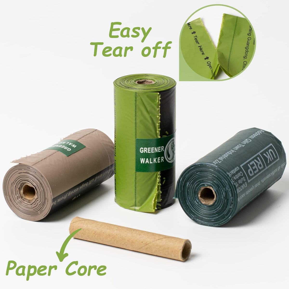 GREENER WALKER Poo Bags for Dog Waste, 540 Extra Thick Strong 100% Leak Proof Biodegradable Dog Poo Bags (Green)