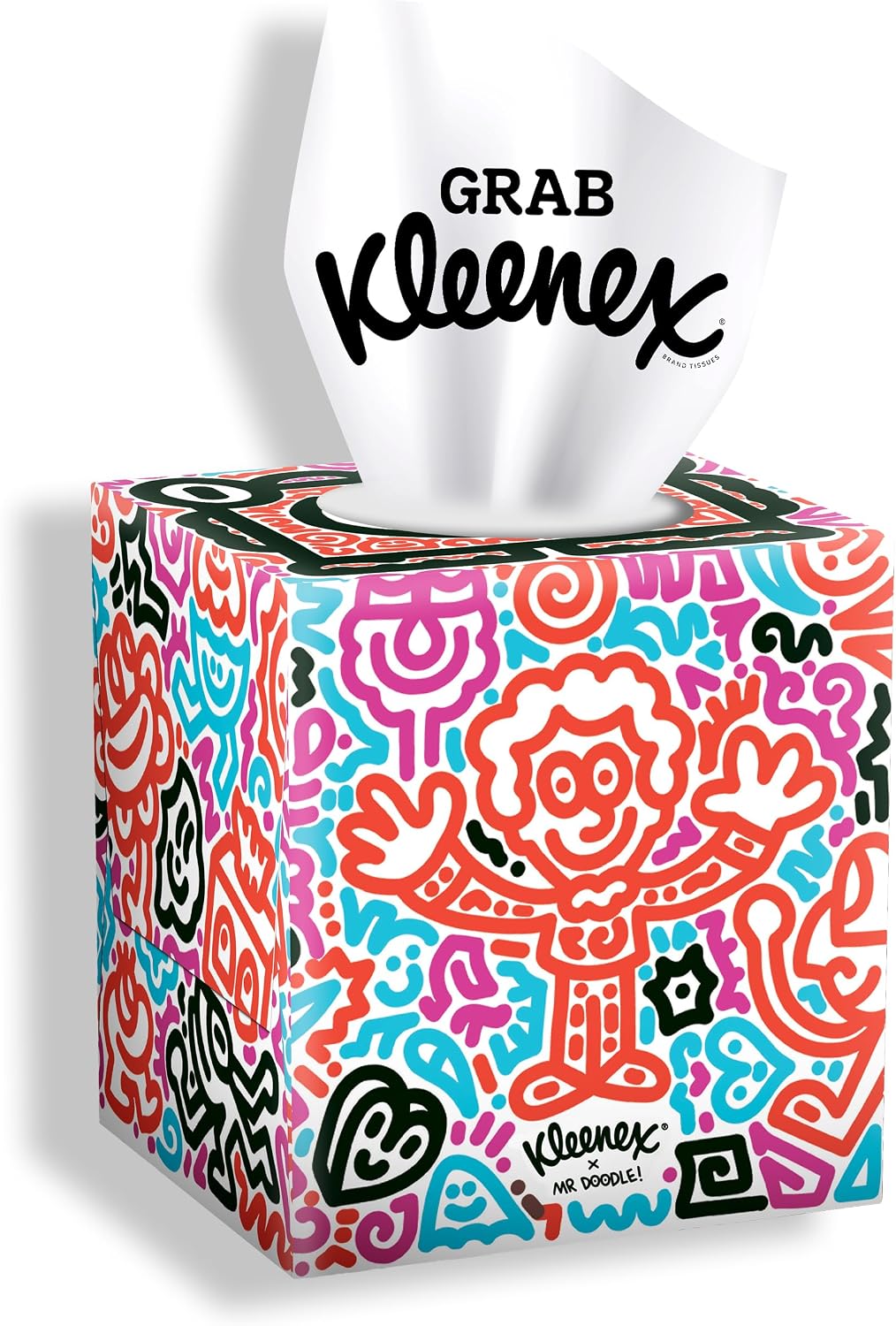 Kleenex x Mr Doodle Limited Edition Design Multipack Facial Tissues - 12 Cube Tissue Boxes, Designed in Collaboration with Mr Doodle, Made To Look Beautiful in The Home.